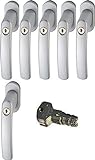 ABUS 442582 FG200 S SB abschließbarer Fenstergriff, silber im Set 6 Stück