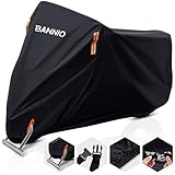 BANNIO Motorrad Abdeckplane,210D Oxford Winterfest Stabil Motorradgarage,Atmungsaktiv Motorradabdeckung Outdoor Indoor,Roller Abdeckplane Schützt vor UV Regen Schnee Staub,Schwarz,XXL