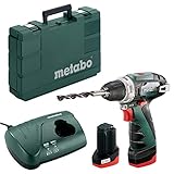 Metabo 600080950 Akku-Bohrschrauber klein PowerMaxx BS Basic 10,8V, 2x 2Ah Li-Ion Akkus, inklu. Ladegerät, im Koffer, max. Drehmoment: 17Nm (weich)/ 34Nm (hart), Bohr-Ø: 10mm (Stahl)/ 18mm (Weichholz)
