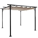 Mendler Pergola HWC-C42, Garten Pavillon, stabiles 6cm-Gestell + Schiebedach - 3x3m C