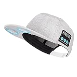 Mütze mit Bluetooth-Lautsprecher, verstellbare Bluetooth-Mütze, kabellos, für Outdoor-Sport, Baseball-Kappe Herren/Frauen/Jungen/Mädchen (Grey)