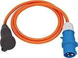 Brennenstuhl Camping Adapterkabel / CEE-Adapter mit CEE-Stecker und Schutzkontakt-Kupplung (1,5m Kabel in orange, H07RN-F 3G2,5, 230V/16A, für ständigen Einsatz im Außenbereich IP44, Made in Germany)