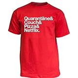 Nukular T-Shirt Quarantäne Couch Pizza Netflix, Farbe rot, Größe XXL