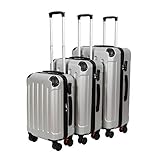 3er VOSSBACH Kofferset Trolley Koffer Set Hartschalenkoffer Reisekoffer Gepäck Hartschalen Rollkoffer Silb