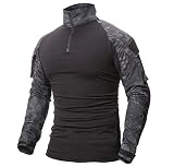 ShallGood Herren Outdoor Military T-Shirt Camouflag Desert Hemd Schwarz L