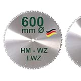 HM Sägeblatt 600 x 28 mm LWZ Hartmetall Präzision Kreissägeblatt 600mm Wechselzahn mit Spanabweiser Naturholz Brennholz Hartholz Leimholz Sägen Wippsäge Tischkreissäge Kreissäge Kappsäge Brennholzsäg