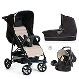 Hauck Kombi Kinderwagen Rapid 4 Plus Trio Set / für Babys ab Geburt / Wanne inkl. Matratze / Reise System mit Autositz / Liegeposition / Schnell Faltbar / Höhenverstellbar / Bis 25 kg / Beig