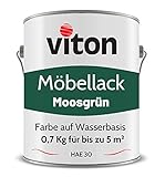 VITON Möbellack - 0,7 Kg - Seidenmatt Grün - Umweltfreundlicher Möbellack auf Wasserbasis - RAL 6005 Moosgrü