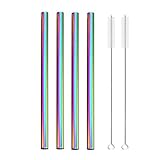 COTO ONLINE Bubble Tea Strohhalme Strohhalm Edelstahl Wiederverwendbare Metall Stroh Trinkhalme Set Geeignet Für Saft Und Getränke (Color : Rainbow A)