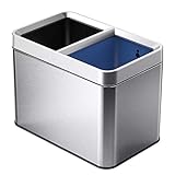 SBDLXY Kommerzieller Mülleimer Aus Edelstahl Mit Zwei Fächern, Schlanker, Offener, Kompakter Mülleimer, Großer Papierkorb Mit Herausnehmbarem Eimer Für Küchensplitter 20