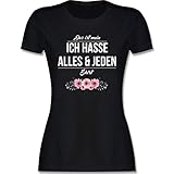 Sprüche Statement mit Spruch - Das ist Mein Ich Hasse Alles und jeden Shirt - XXL - Schwarz - t-Shirt ich Hasse Menschen - L191 - Tailliertes Tshirt für Damen und Frauen T-S