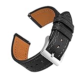 22mm Schwarze Leder Uhrenarmbänder Schnellverschluss für Herren EACHE Italien Pueblo Top Grain Vintage Leder Uhrenarmb