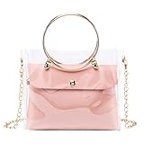 Anliyou Taschen Beuteltaschen Damen Durchsichtig Transparent Tasche mit kettenhenkel Tote Bag Rosa Orange Grün Schwarz Beige Multifunktional Umhängetasche Süß H