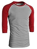 TOP LEGGING Herren Raglan 3/4 Arm Baseball T-Shirt Baumwolle Slim Fit Jersey Junior Plus Size, Herren, Rot, M