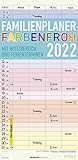 Familienplaner Farbenfroh 2022 mit 4 Spalten - Familien-Timer 22x45 cm - Offset-Papier - mit Ferienterminen - Wand-Planer - Familienkalender - Alpha E