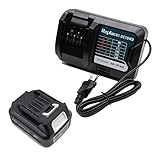 HRDS BL1021B Akku mit DC10WD Ladegerät, 10,8/12V Akku Ersatz für Makita BL1015, BL1016, BL1020, Kompatibel mit Makita HP333D, DF031D, JR103D