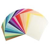 100 Transparentpapiere, DIN A4, 20 Farben, 130 g/m² | buntes Papier zum Basteln, Scrapbooking, Kartengestaltung, DIY
