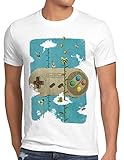style3 16-Bit Nostalgie T-Shirt Herren SNES Mario super Kart 8-bit Yoshi, Größe:M, Farbe:Weiß