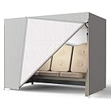 Hollywoodschaukel-Abdeckung für 3-Sitzer, wasserdicht, winddicht, strapazierfähig, reißfest, 420D Oxford, Abdeckung für Hollywoodschaukel, Möbelschutz, grau, 220 x 125 x 170