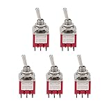 Kippschalter - 5 Stück 9 Pin 6mm 2A/250VAC 5A/120VAC 3 Pole Double Throw Heavy Duty Kippschalter für Automobil-Haushaltsgeräte I