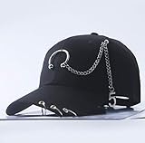 LIUBAOBEI Baseball Cap Herren,Verstellbarer Baseballhut Mit Ring Outdoor Sports Sonnenkappe Für Frauen Männer Mode Snapback Hut Kette Punk Hut Sommer-Farbe: 3_Verstellb