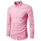 QWERD Herren Classic Oxford Shirt Hemd mit Button-Down-Kragen Herren Hemd Bügelfrei Oxford Einfarbig Hemd Regular Fit Button-down Shirt Herbst Winter Langarm Freizeithemd Für Anzug Business H