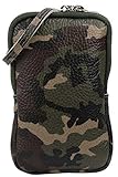 SH Leder Damen Echtleder Handytasche Umhängetasche Geldbörse Multifunktion Beutel Mini Bote Abnehmbar Verstellbar Schultergurt Handy bis 6,8 Zoll 11x18cm Jana G269 (Camouflage)