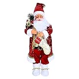 JHKJ Weihnachtsmann Deko Nikolausfigur Hochwertiger Weihnachtsmann Verschiedene Modelle zur Auswahl ​Innenraum-Deko Fensterdeko Xmas,B,30cm/11.8