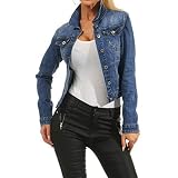 ERKAN Kurze Jeansjacken für Damen Kurze Übergangsjacken Frühlingsjacken für Damen Langärmlige Jeansjacken Hellblaue Sommerjacken für Damen Dünne Jeansjacken Boyfriend-Jack