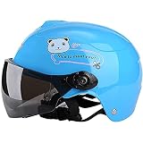 Kinder Fahrradhelm, Kinder Motorrad Halbhelm Mit HD Sun Visier, Outdoor Multi-Sport Lightweight Reithelm Für 2-7 Jahre Alt Kinder (47-53cm) VIIPOO,Blue-F