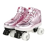 Rollschuhe 4 Räder Flash Skates Roller Blade Erwachsene Kinder Turnschuhe Rollschuhe Hockey Doppelreihe Rollenschuhe Frauen (Color : Pink Without Light, Shoe Size : 41)