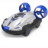 DFERGX Ferngesteuertes Auto Amphibische RC Autos Funkgesteuertes Hovercraft Schnellboot Wasserspielzeug 2.4G Vierrädriges Wasser- und Landdrahtloses Driftfahrzeug