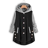 Kobilee Teddy Plüschjacke Damen mit Kapuze Lang Große Größen Winter Warm Elegant Flauschig Kuschelpullover Teddyjacke Winterjack