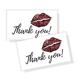 Thank You Cards Red Lip | Pack of 50 | Single Sided | 2 x 3.5' inches | MLM Multilevel Marketing Materials for Packages | LipSense by SeneGence, Avon, Younique, Mary Kay