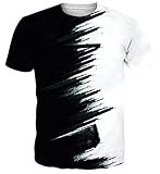Belovecol 3D T-Shirt Herren Neuheit Druck T Shirt Sommer Schwarz Weiß Druck Tshirt, Simple Color, M