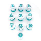 Anzahl Buchstabenschneider Fondant Sugarcraft Ausstecher Form Kuchen Backen Dekorieren Werkzeug Set Mini Kunststoff Prägestempel Form Kuchen für Geburtstag Weihnachtsfeier (Blaue Zahlen)