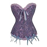 WanWorlder Corsage Steampunk Damen Brokat Korsage Halloween Korsett Top Damen Vollbrust Corsage Korsett Top Gothic Vintage Corsagen Bustier C