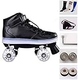 HKAFD Rollschuhe im Freien Inline Skates Frauen, Womens Roller Skates, Quad Roller Schuhe Funkeln Beleuchtete Rad Roller Skate, Jungen Kinder Radschuhe (Color : 44, Size : Black)
