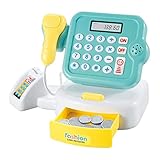 Goviells Elektronische Spielzeug Kasse mit Farbwahl Spielkasse Kinderkasse Registrierkasse Spielzeugkasse Kinder Spielküche Küchenspielzeug Set Rollenspiel Geschenk für Kinder Mädchen Jungen (Grün)