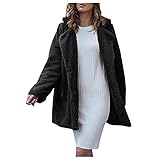 Eaylis Damen Pullover Hemdmantel Winter Warmer Wollmantel Baumwolle Oberbekleidung, Plüschjacke Teddy Warm Hoodie Pullover Reißverschluss Kapuzenjacke mit Tasches Einfarbig Jacken Mantel Fleecejack