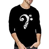 T-Shirt Herren Modern Urban Regular Fit Rundhals Persönlichkeit Schädel Druck Männer Langarm Shirt Frühling Herbst Leicht Dünn Casual Atmungsaktiv All-Match Herren Base Shirt RT-09 XL