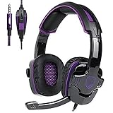 LXY Headmounted Gaming Headset, 3,5 Kanal Subwoofer Gaming Headset Gold (Farbe: Gold) (Farbe: Violett)