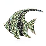 SHUJIA Funkelnder Strass-Fischbroschen Frauen-Metall-Flache Fischbüro Casual Brosche Pins Geschenk