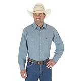 Wrangler Herren Westernhemd, Cowboy-Schnitt, Zwei Taschen, langärmelig, mit Druckknöpfen - Blau - XX-Larg