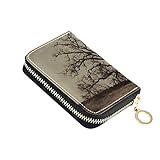 CardAndMoneyWallet Tree Eiche Eiche Sepia Western Nature Holz Karte/BargeldHalter Pu Leder Reißverschluss Kompakte Größe CoinPurseWithCardHolder Für Frauen Damen Mädchen Minimalist Akkordeon Geldb