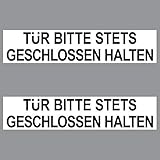 GreenIT 2 Sticker Tür Bitte stets geschlossen halten PVC Aufkleber 20cm Hinweis Schild für Tür zu schließen Tor in Geschäft Arzt Prax