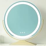 WangXL Kosmetikspiegel Wandmontierter Badezimmer Spiegel Freistehender Desktop- Eitelkeit Spiegel drehbare Runde LED-Makeup- Spiegel mit Leichter Berührungssteuerschalter 3 Farben dimmb