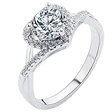 NC D Color Damen Moissan Diamant Ring 925 Sterling Silber platiniert Ring Liebe auf den ersten Blick verstellbar Kostengünstig A für alle F