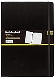 Idena 10053 Notizbuch FSC-Mix, A4, blanko, Papier cremefarben, 96 Blatt, 80 g/m², Hardcover in schwarz, 3 Stück