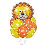 ballonfritz® Tiere Safari Dschungel Ballon 11 tlg. Set - XXL Löwe Kopf Luftballon 55x55x20cm als Geburtstagsgeschenk, Party-Deko oder Überraschung den Kindergeburtstag